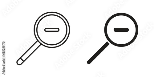 Magnifying Glass Icons with Minus Symbol, Isolated on White Background