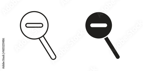 Zoom Minus Icons in Line and Solid Styles, Isolated on White Background