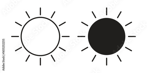 Sun Icons in Minimalist Style Isolated on White Background