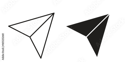 Paper Airplane Icons in Minimalist Style Isolated on White Background