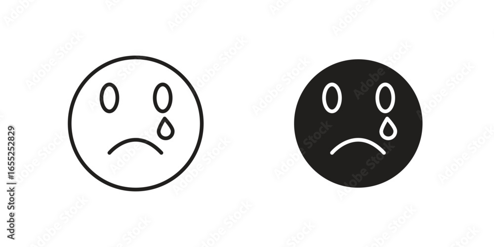 Fototapeta premium Crying Emoticon Icons in Simple Style Isolated on White Background