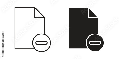 Document Delete Icons in Minimalist Style isolated on white background