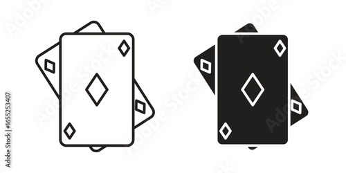Playing Card Icons in Overlay with Diamonds Suit, Isolated on White Background
