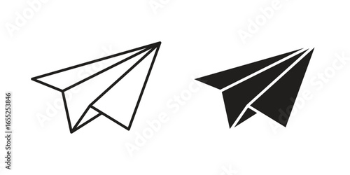 Paper Airplane Icons in Flight with White Background