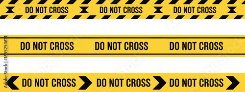 Do not cross tape yellow caution warning safety barrier hazard crime scene danger construction restriction area silhouette