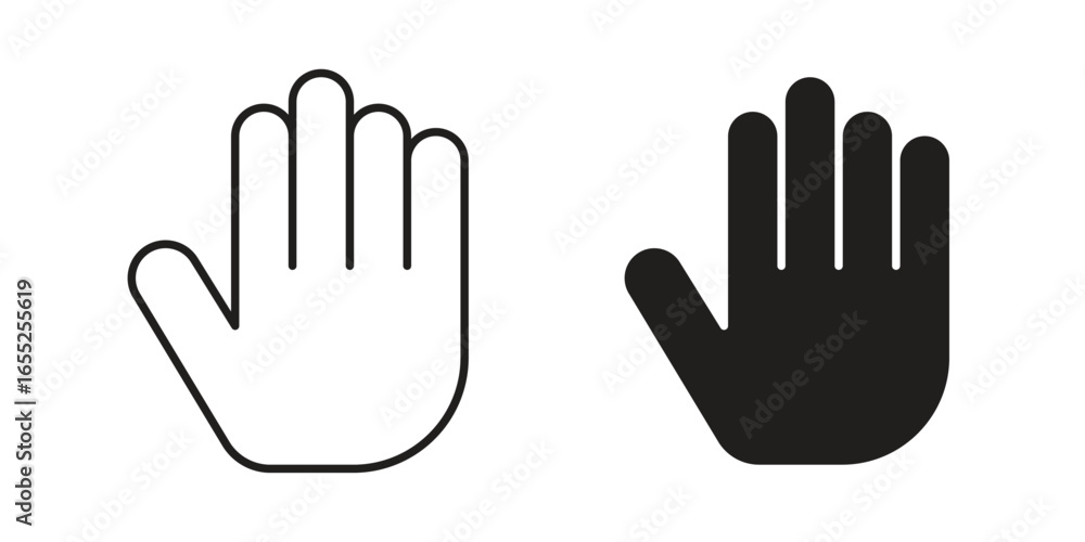 Hand Icons in Outline and Filled Styles Isolated on White Background Hand Icons in Outline and Filled Styles Isolated on White Background