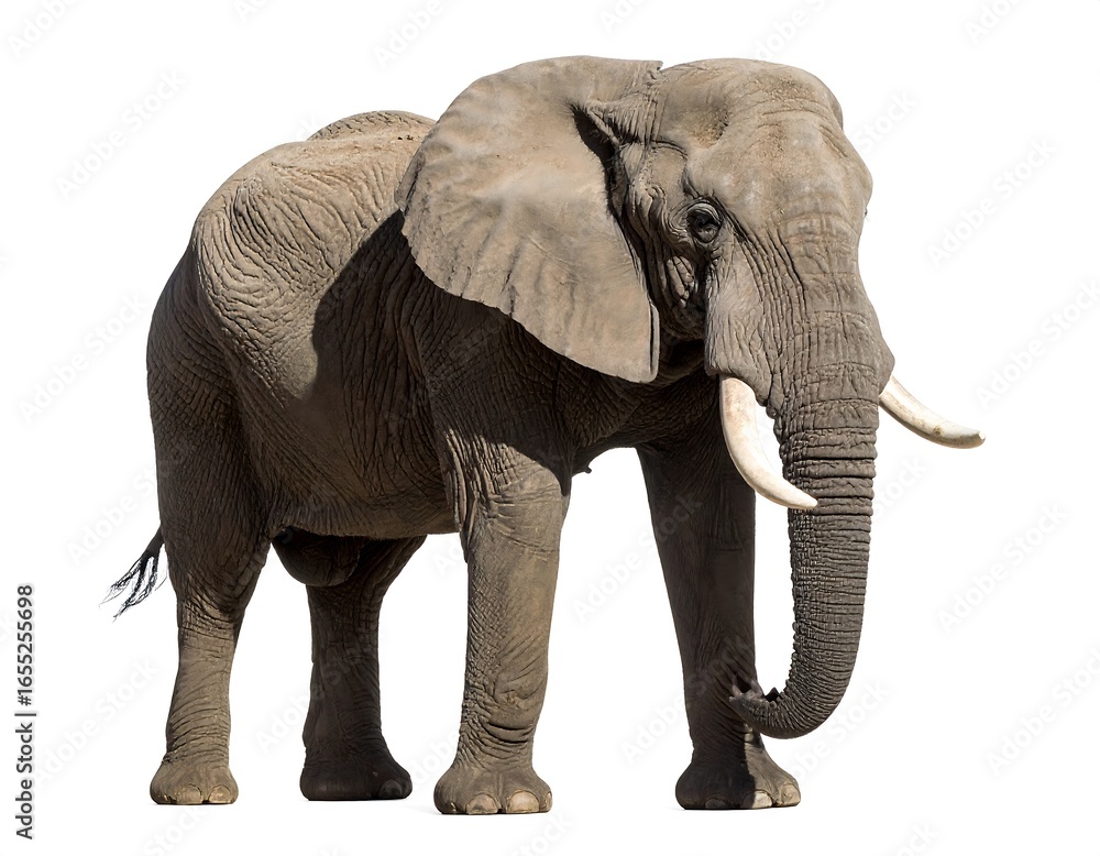 Obraz premium Large elephant, full shot, white background