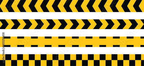 Yellow black tape warning caution danger hazard striped barrier safety attention construction pattern design silhouette