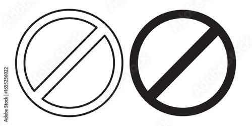 Prohibition Symbols in Line Art with White Background