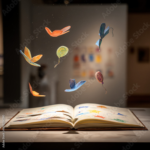 Vibrant Crayon Drawings and Floating Cutouts