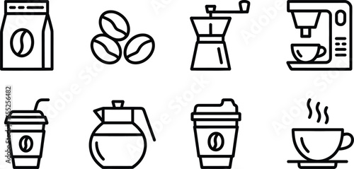 Coffee beans drink cup maker grinder pot espresso caffeine aroma beverage shop morning cafe brew 100 silhouette