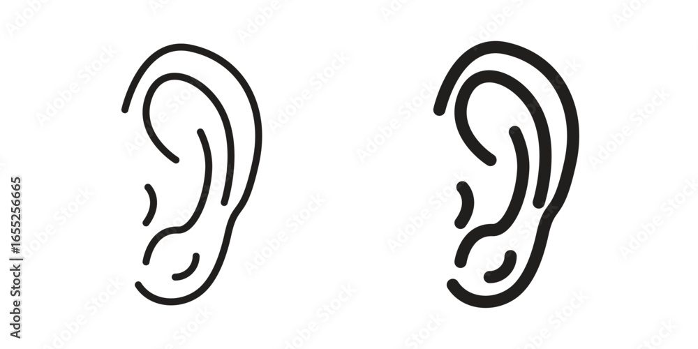Obraz premium Human Ear Icons in Line Art Style Isolated on White Background