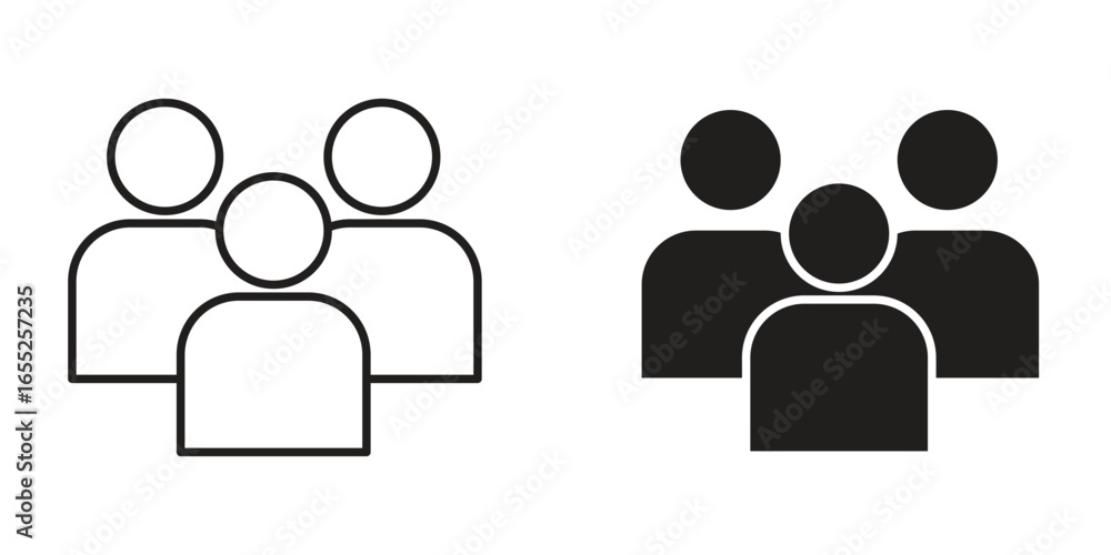 Group of People Icons in Simple Style with White Background Group of People Icons in Simple Style with White Background