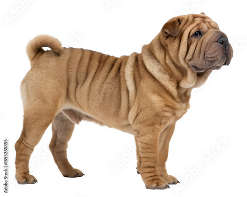 A wrinkled Shar-Pei dog on transparent background