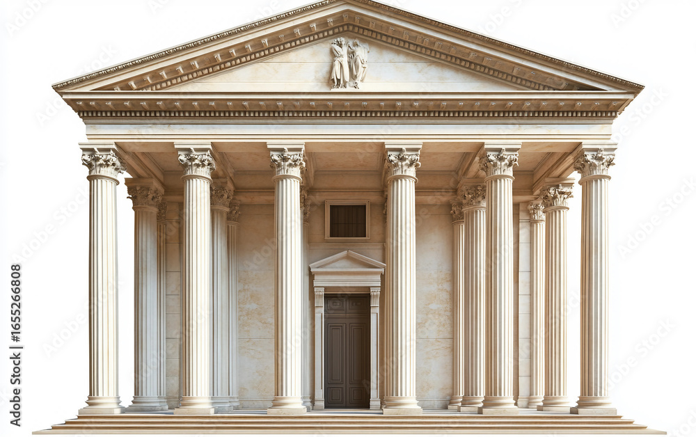 Obraz premium High quality neoclassical building mockup featuring grand columns ideal for cultural and architectural presentations isolated on white background PNG