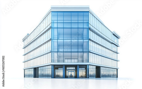 Office building with large tinted windows showcasing modern commercial architecture and sleek design isolated on white background PNG