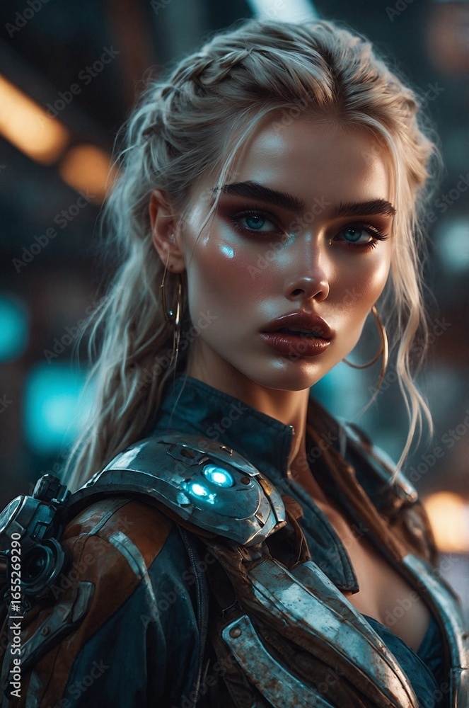 A woman with blonde hair and blue eyes, portrait A woman with blonde hair and blue eyes, portrait