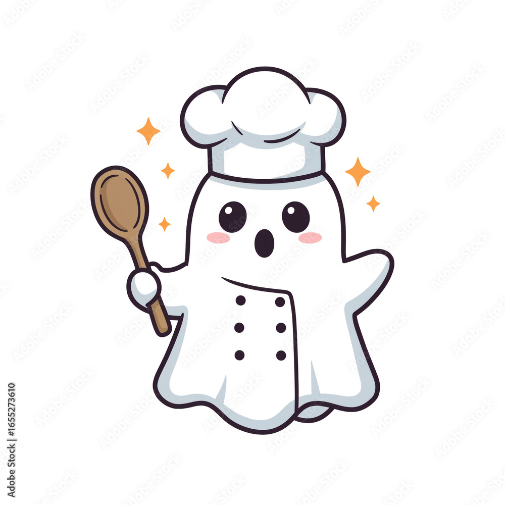 Cute Ghost Chef Cooking Fun and Delicious Recipes with a Wooden Spoon Cute Ghost Chef Cooking Fun and Delicious Recipes with a Wooden Spoon