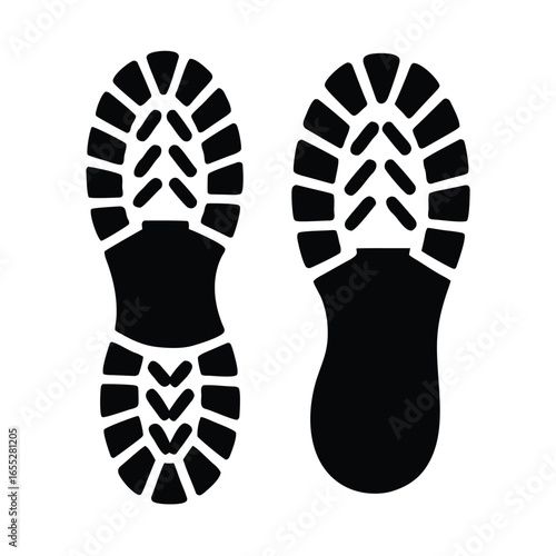 Boot, shoe print Patterns Vector.  Muddy boot prints. Shoe prints Isolated on white background.