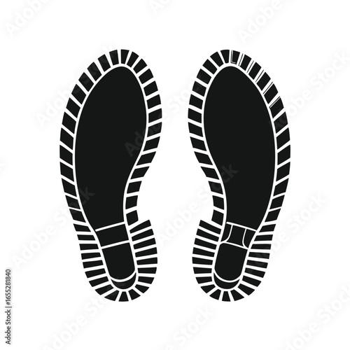 Boot, shoe print Patterns Vector.  Muddy boot prints. Shoe prints Isolated on white background.