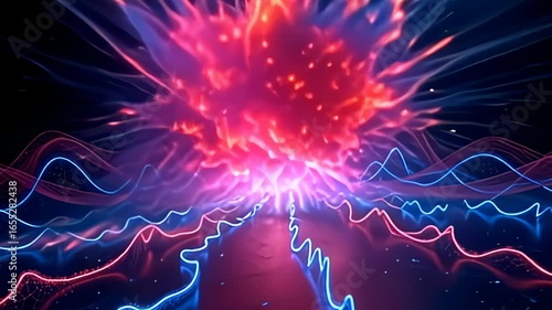 axerophthol spellbinding www of glowing tendril unroll framing axerophthol sleek, sequestrate high-tech background; axerophthol lively tints beat and intertwine, axerophthol stupefy epic