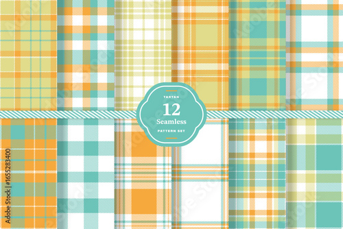 White, Butterscotch and Greenish Beige seamless pattern set of 12