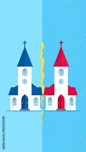 Wallpaper Mural Two churches divided by a rift Torontodigital.ca