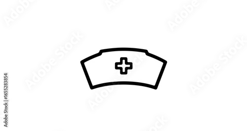 Object nurse cap vector illustration for medical professionals and healthcare design elements in simple black line art vector