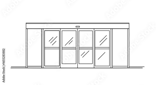Object automatic sliding door entrance system for commercial buildings and retail stores architectural design plan view vector