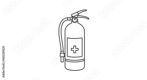 Object fire extinguisher outline drawing vector illustration safety equipment emergency tool protection 100 character vector