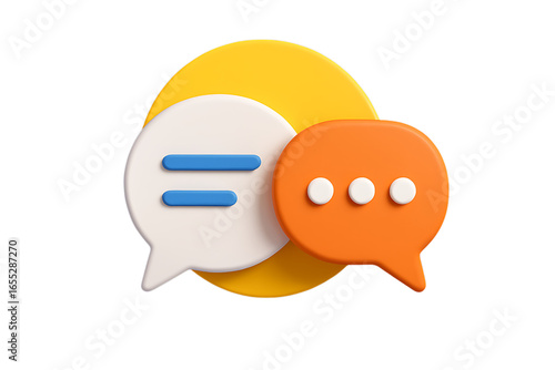 3d rendering of speech bubbles, isolated on transparent background, representing online communication and social media interaction with vibrant colors