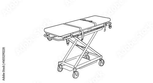 Object discover medical emergency stretcher for hospital ambulance patient transport and examination table vector drawing vector