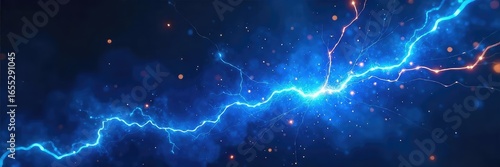 Vibrant electric blue energy sparks jump and crackle, illuminating the darkness with bright, intense light Perfect for energy, power, technology, and abstract concepts , technology, bolt