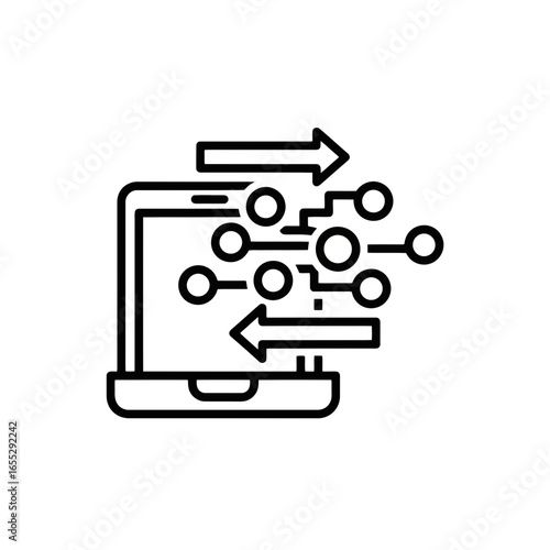 Internet of Things (IoT) Icon with Data Flow Symbols  