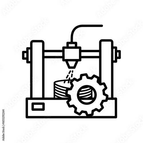 black and white 3d printer machine clip art preview