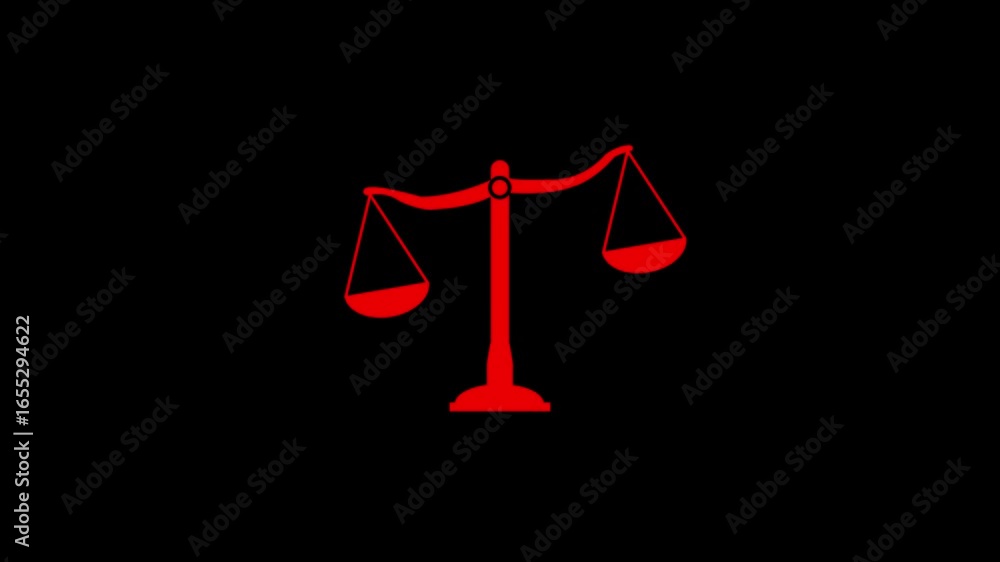 Red color scale icon animation. Scale symbol template. Justice scale ...