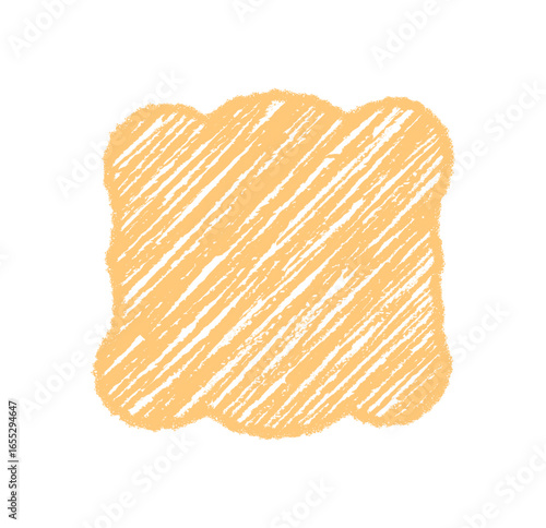 Groovy scallop crayon sketched rectangle frame in retro chalk style with hand drawn border. Abstract background and vintage shading, creative graphic element for y2k mood.