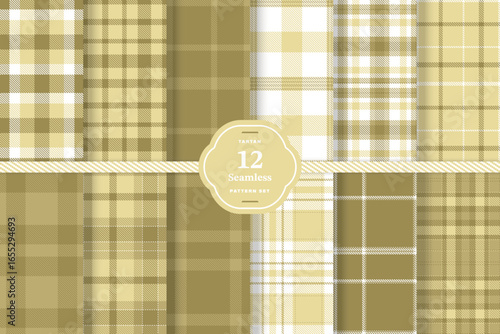 Dark Khaki, Beige, Sandstone and White seamless pattern set of 12