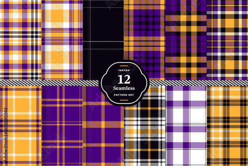 Butterscotch, Almost Black, Indigo and White seamless pattern set of 12
