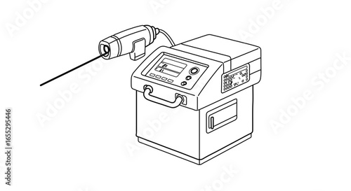 Object outline vector graphic of portable laser therapy machine for pain relief and medical treatment equipment vector
