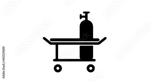 Object oxygen tank on medical cart for hospital emergency room and patient care equipment and respiratory therapy use vector