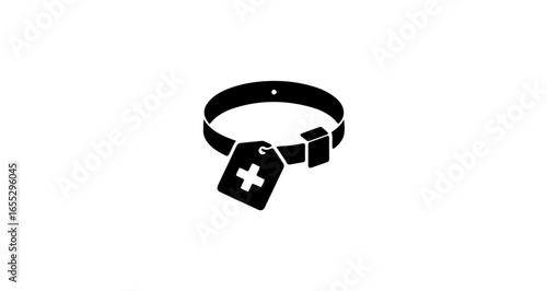 Object find pet id tag collar black and white vector graphic for animal identification and safety accessory design vector