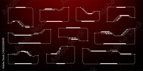 Futuristic hud design for game interface. Digital display panel elements. Virtual reality infographic components with copy space.