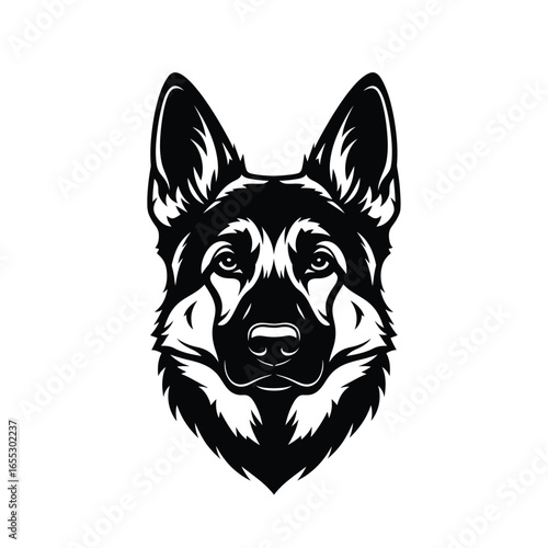 Professional and Dynamic German Shepherd Dog Head Vector Illustration for Powerful Branding, Pet-Related Designs, and Animal Emblems.