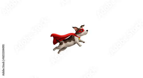 Superhero Dog Flying in Cartoon Style