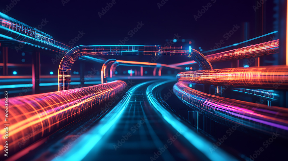 Fototapeta premium Multi-Platform Support for Pipe Routing Through Open Digital Twin APIs