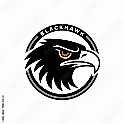 Blackhawk eagle head logo with text on white background