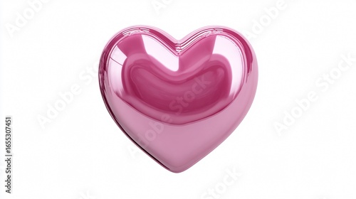 Wallpaper Mural Glossy Pink Heart Icon with Shiny Surface - Romantic Love Symbol Design Torontodigital.ca