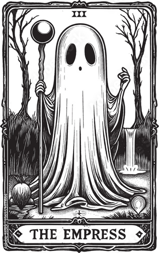The Empress Tarot Ghost Card in Nature with Scepter