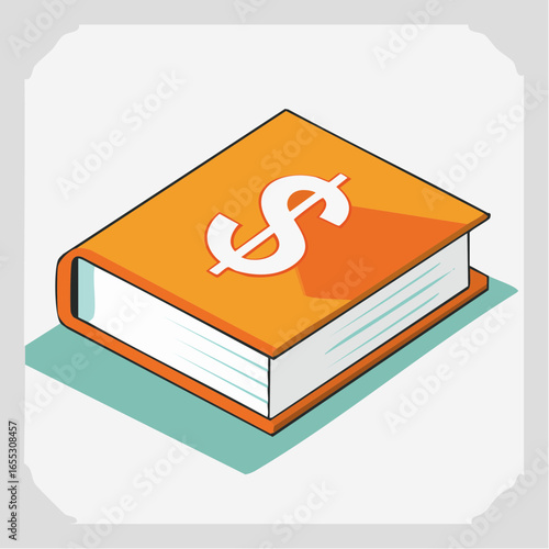 Isometric Orange Book With Dollar Sign